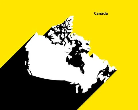 Canada Map on retro poster with long shadow Stock Illustration