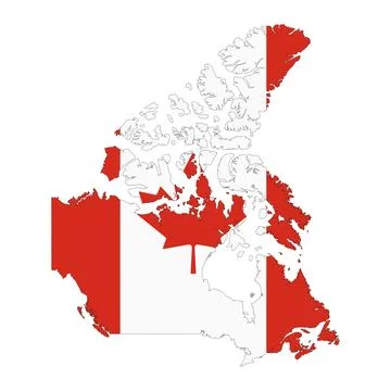 Canada map silhouette with flag isolated on white background Иллюстрация