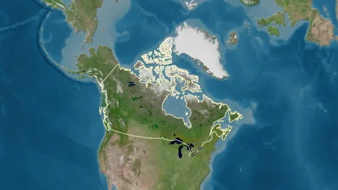 Canada map - solid. Border. Satellite. L... | Stock Video | Pond5