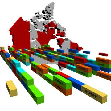 Canada map with stacks of export containers illustration Illustrazione stock