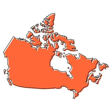 Canada map symbol shape, travel web flat concept icon vector illustration Stock Illustration