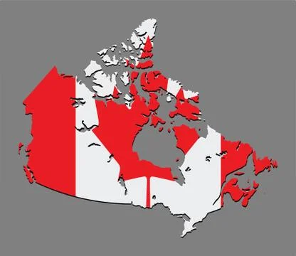 Canada map vector with the canadian flag Stock Illustration