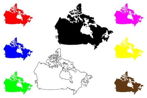 Canada map vector illustration, scribble sketch Canada Stock Illustration