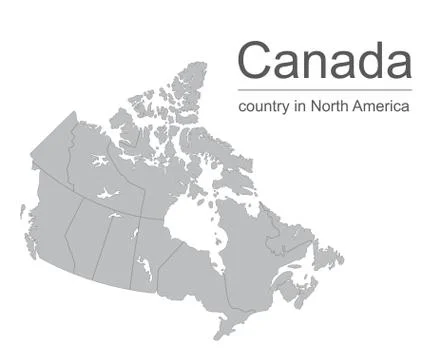 Canada map vector outline illustration with provinces or states borders on a Stock Illustration