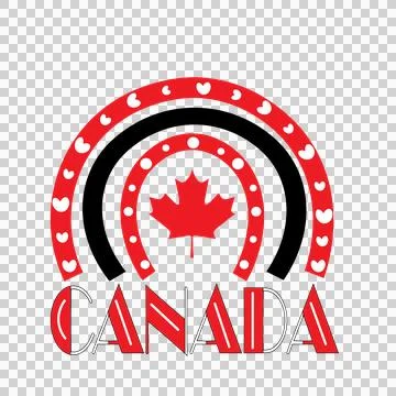 Canada With Maple Leaf And Arches black white arch emblem Stock Illustration