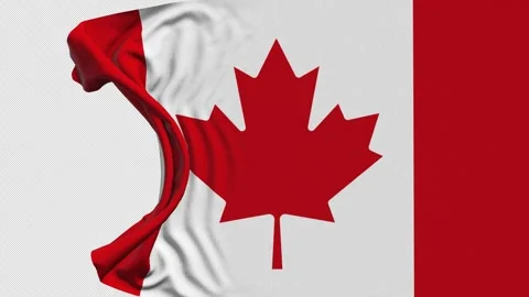 Canada Maple Leaf Flag Waving Transition, Realistic Fabric Animation Video stock 326320430