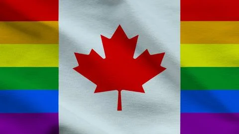 Canada Maple Leaf LGBTQ Pride Rainbow Flag Stock Illustration