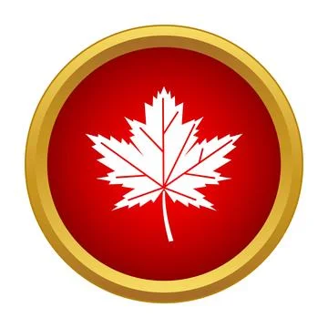 Canada maple leaf national symbol on red circle Stock Illustration