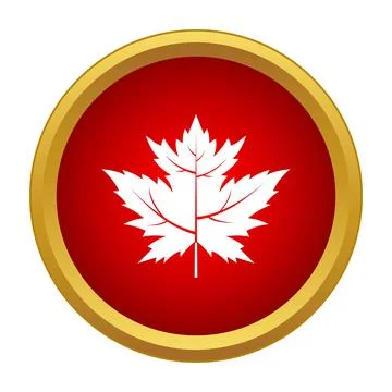 Canada maple leaf symbol in red circle icon Stock Illustration