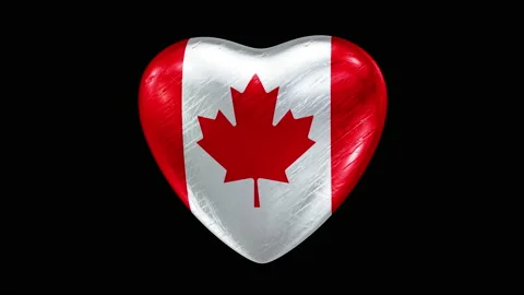 Canada metallic heart looping 3D animation Video stock 143550179