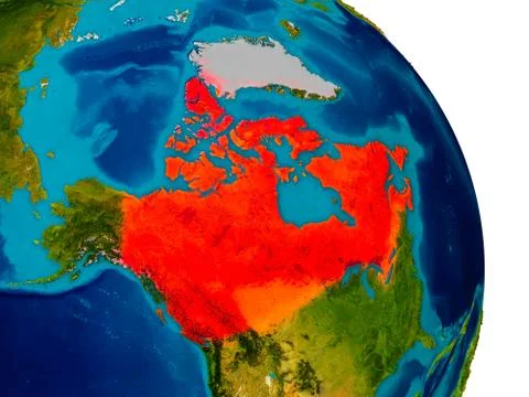 Canada on model of planet Earth Stock Illustration
