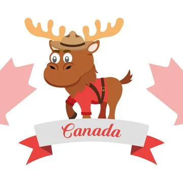 Canada moose with banner. Vector Stock Illustration