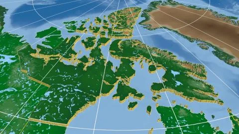 Canada - Nunavut extruded on physical map Illustrazione stock