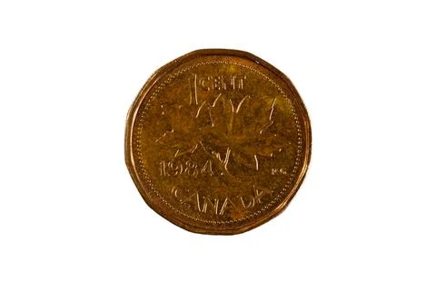 Canada One Cent Coin With Maple Leaf Foto stock