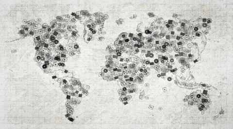 Canada Ottawa Stamp World Map Illustration