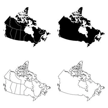 Canada Outline and Solid Fill Map Set. 스톡 일러스트