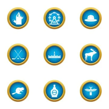 Canada peace icons set, flat style Illustration
