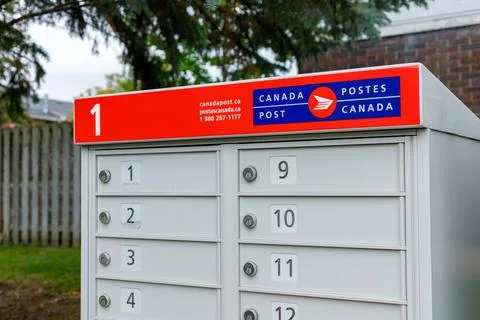 Canada Post mail boxes in the neighborhood community Stock Photos