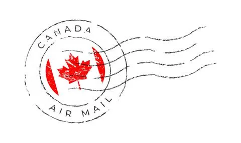 Canada postage mark. National Flag Postage Stamp isolated on white background Stock Illustration