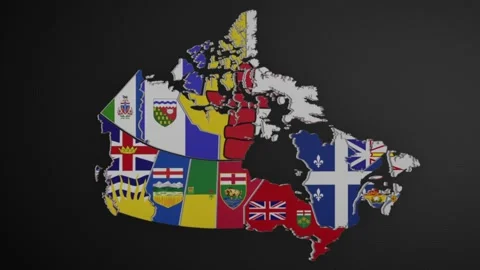 Canada Provinces Border Map Intro Stock Footage 231809219