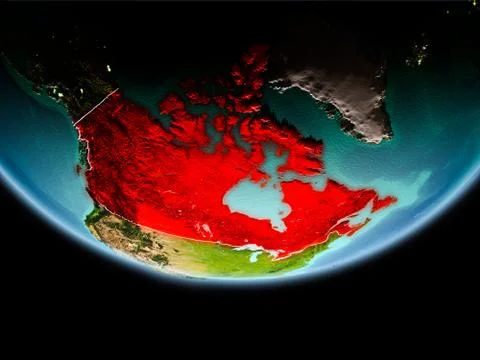 Canada in red in the evening Stock Illustration