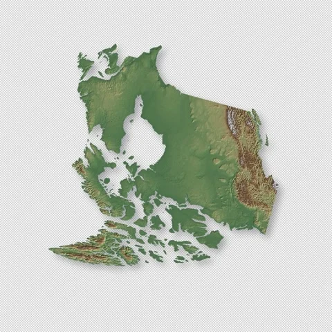 Canada Rotating 3D Relief Map Seamless Loop, Alpha Channel 4K Видео 340723084