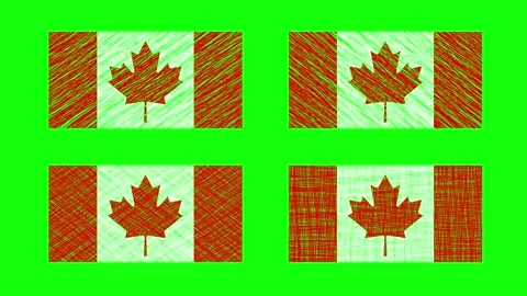 Canada Scribble Animation on Green Screen Background. Looping seamless anim.. Stock Footage 225900484