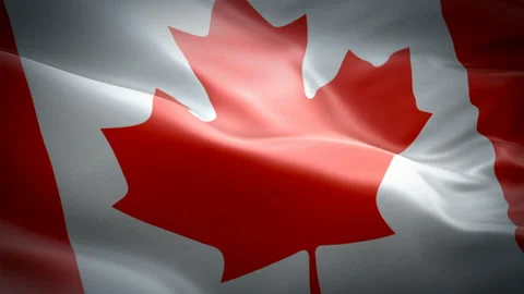 Canada seamlessly looping flag video waving in wind. Realistic Canadian Stock Footage 102513471