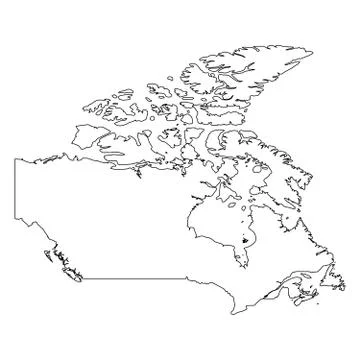 Canada - solid black outline border map of country area. Simple flat vector Ilustración de archivo