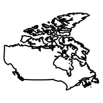Canada - solid black outline border map of country area. Simple flat vector Stock Illustration
