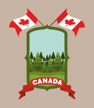Canada symbol and maple leaf design Stock Illustration