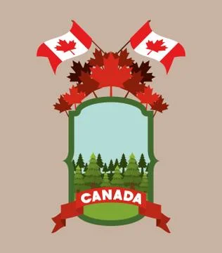 Canada symbol and maple leaf design Stock Illustration