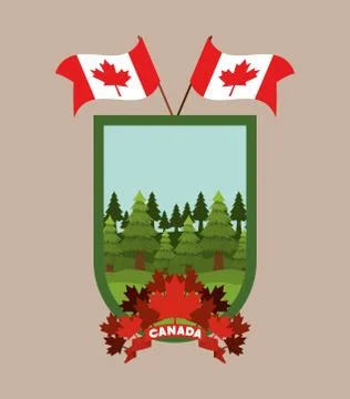 Canada symbol and maple leaf design Stock Illustration