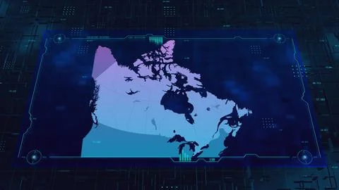 Canada Technology HUD UI Map Illustrazione stock
