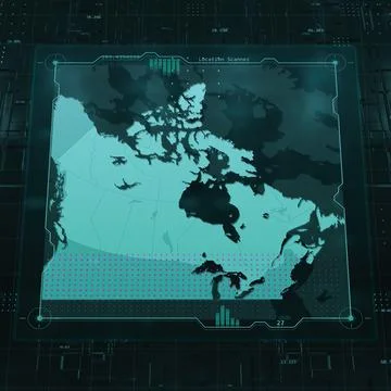 Canada Technology HUD UI Map Stock Illustration