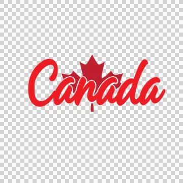 Canada Text With Maple Leaf Representing calligraphic script Stock Illustration