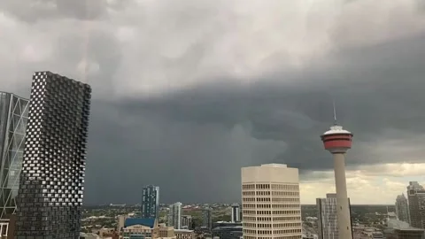Canada: Thunderstorm time-lapse captures weather system interaction in Calga... Stock Footage 280478706
