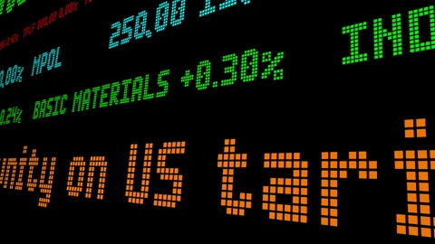 Canada urges unity on US tariff threat stock ticker Stock-Footage 293744180