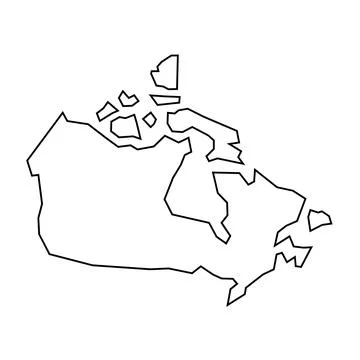 Canada vector country map thin outline icon Stock Illustration