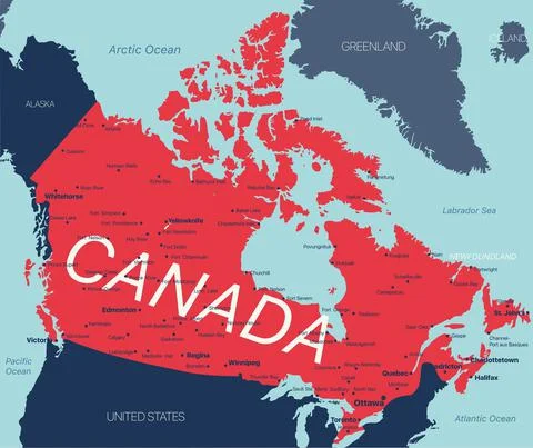 Canada vector editable map Stock Illustration