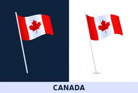 Canada vector flag. Waving national flag of Italy isolated on white and dark  Stock Illustration