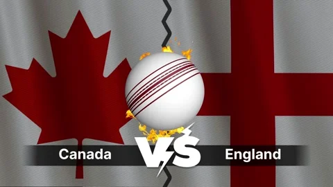 Canada vs England 4K Animated Cricket Intro with Flags and Ball Motion Stock Footage 311525280