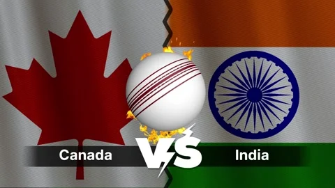 Canada vs India 4K Animated Cricket Intro with Flags and Ball Motion Stock Footage 311525279