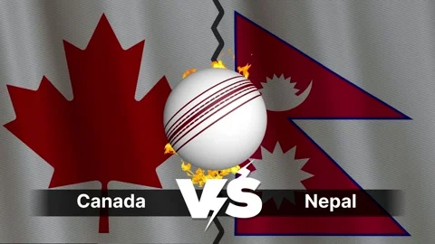 Canada vs Nepal 4K Animated Cricket Intro with Flags and Ball Motion Stock Footage 311525446
