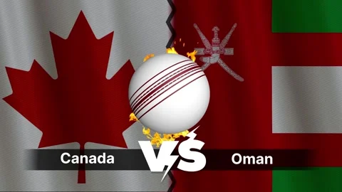 Canada vs Oman 4K Animated Cricket Intro with Flags and Ball Motion Stock Footage 311525512