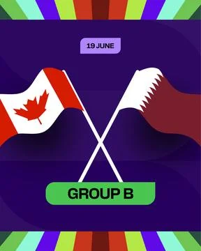 Canada vs Qatar Teams Announcing a Competitive Football Match 2026 for the .. Stock Illustration