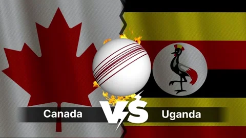 Canada vs Uganda 4K Animated Cricket Intro with Flags and Ball Motion Video stock 311525692