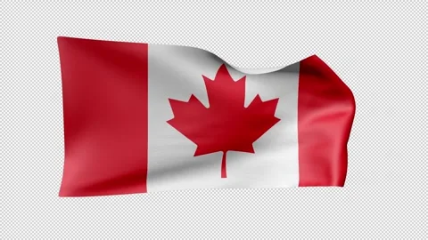 Canada Waving Flag Transparent Alpha Stock Footage 274120579