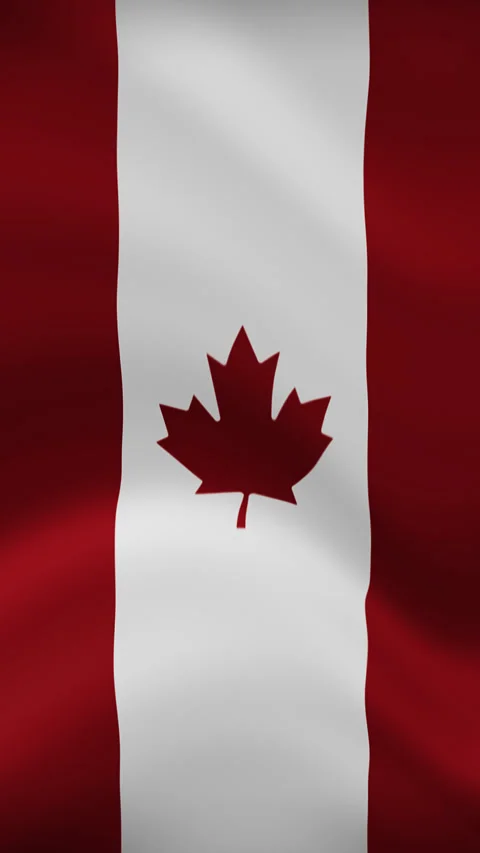 Canada Waving Flag in Vertical Orientation – Realistic Loop Animation Stock Footage 294949822