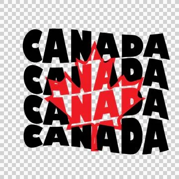 Canada Word Art With Maple Leaf stacked silhouette black Stock Illustration
